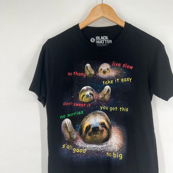 Black Matter Sloth Motivational Graphic T-Shirt Size Small - Picture 4 of 4